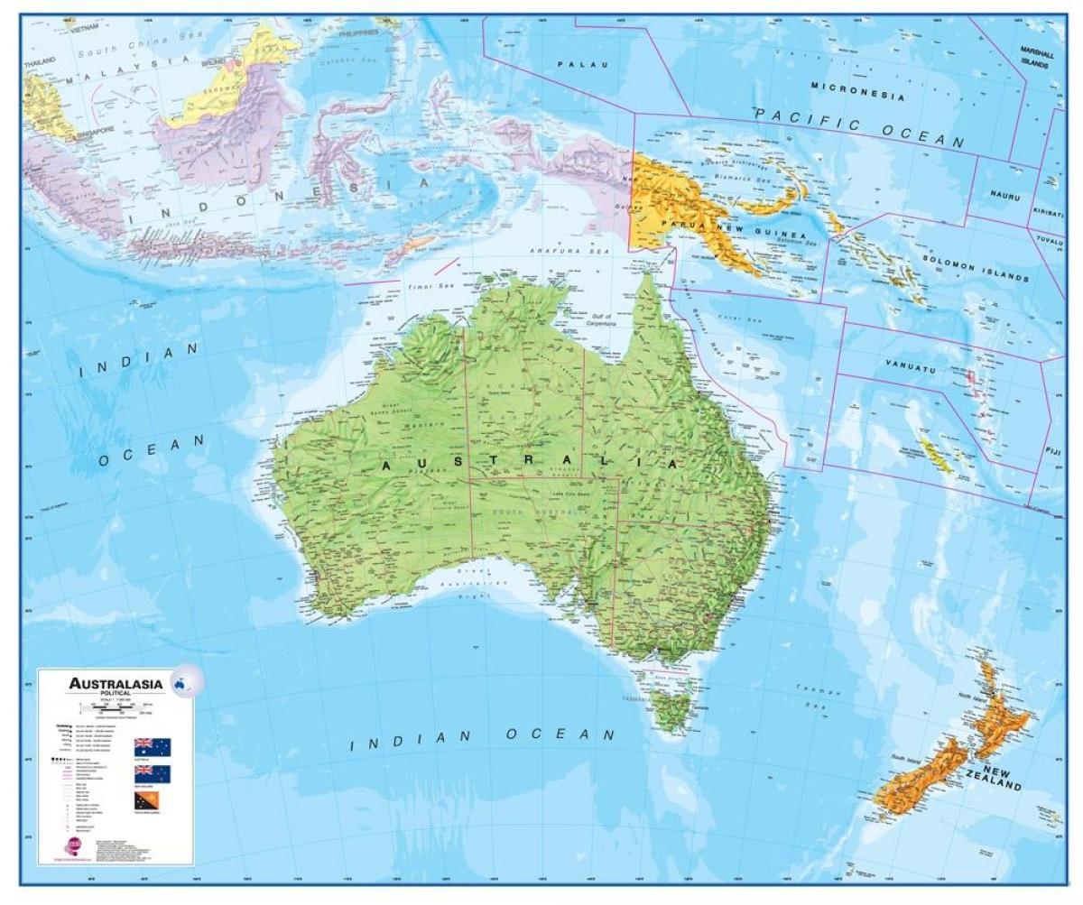 آسٹریلیا ، نیوزی لینڈ کا نقشہ