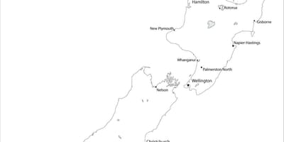نقشہ نیوزی لینڈ کے سیاہ اور سفید